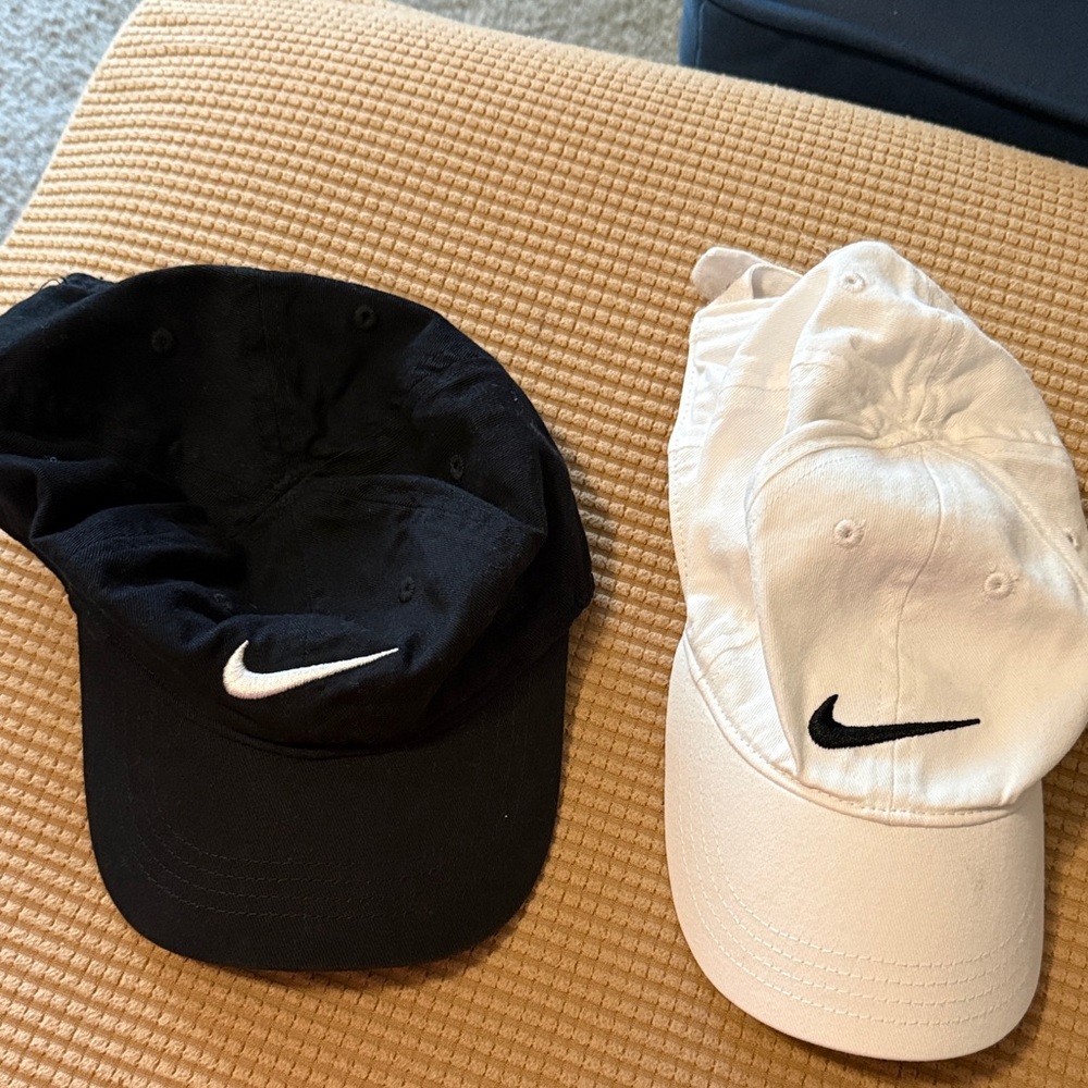 Authentic Nike Black and White Swoosh Caps